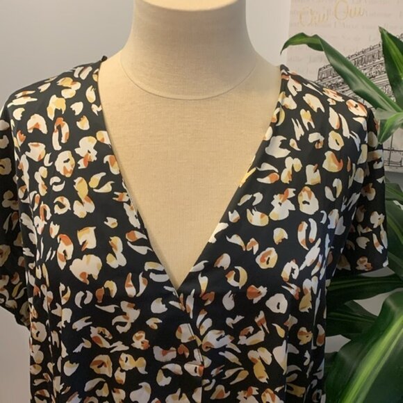 Addition Elle Black And Spotted Animal Print Blouse - Picture 2 of 7